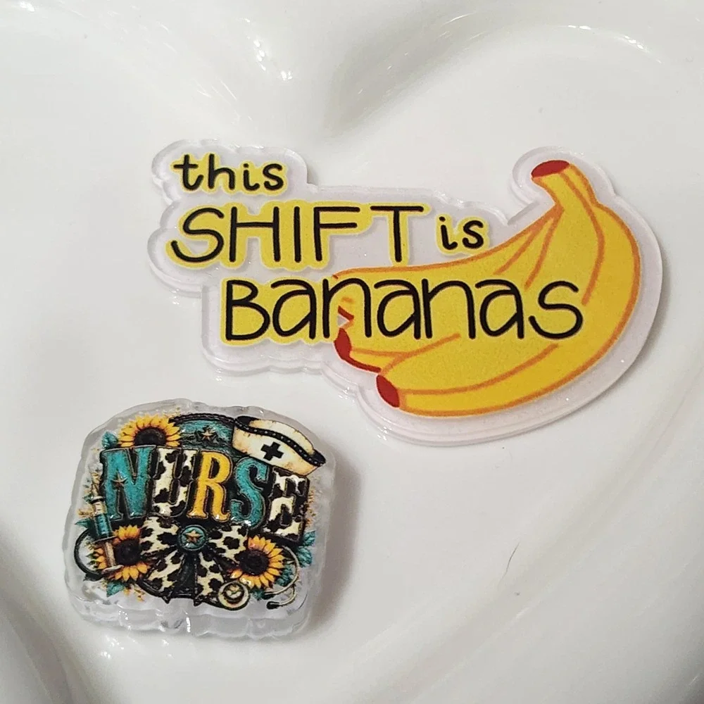 Nurse Shift is Bananas Flatback Focal Bead Badge Keychain Crafts Flats Planar